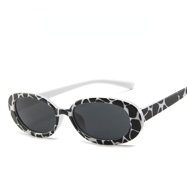 Fashion Oval Frame Cow Color Trend Small Frame Glasses Ins New Sunglasses