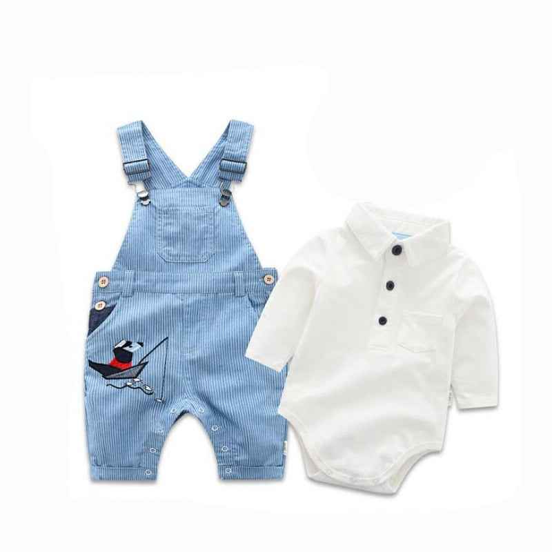 Children's New Baby Suspenders Suit Male Baby Cotton Long-sleeved Cute Puppy Bag Fart - MIQ Store