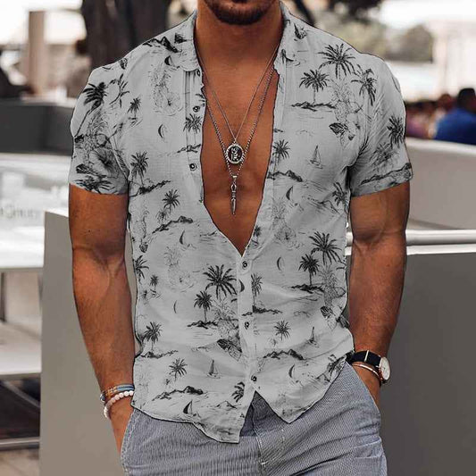 3D Personalized Printing T-shirt Summer Loose Short Sleeve Lapel Shirt Casual Streetwear Clothing For Men