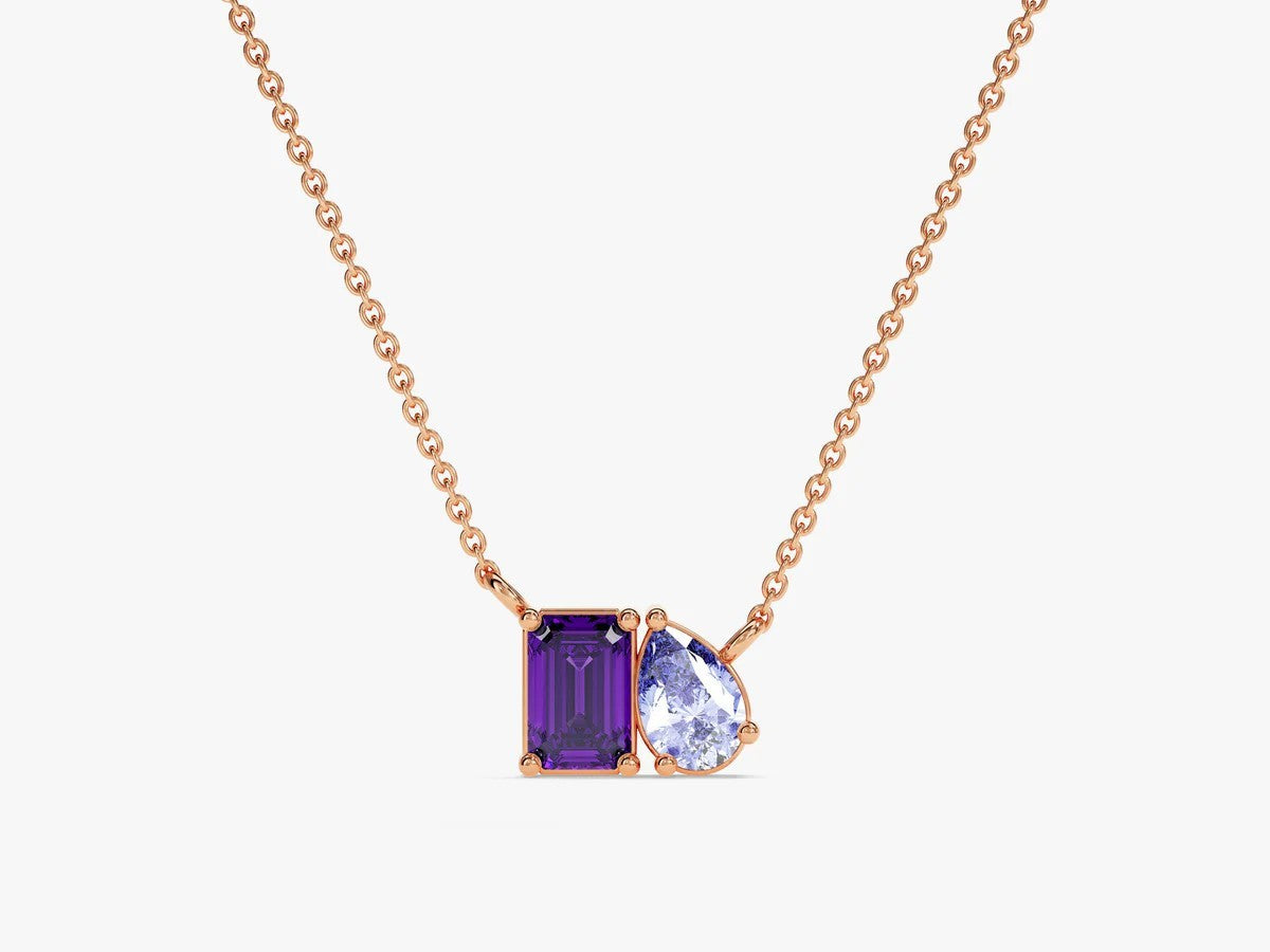 Rectangular Teardrop Zircon Simple Necklace