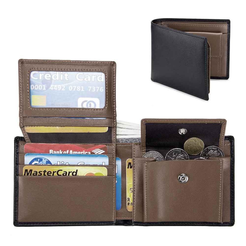 Soft Cowhide Trifold Wallet Men's Multi-functional