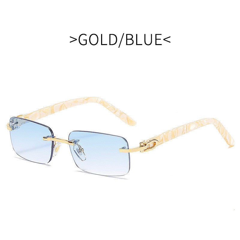 Small Square Frameless Acetate Sunglasses