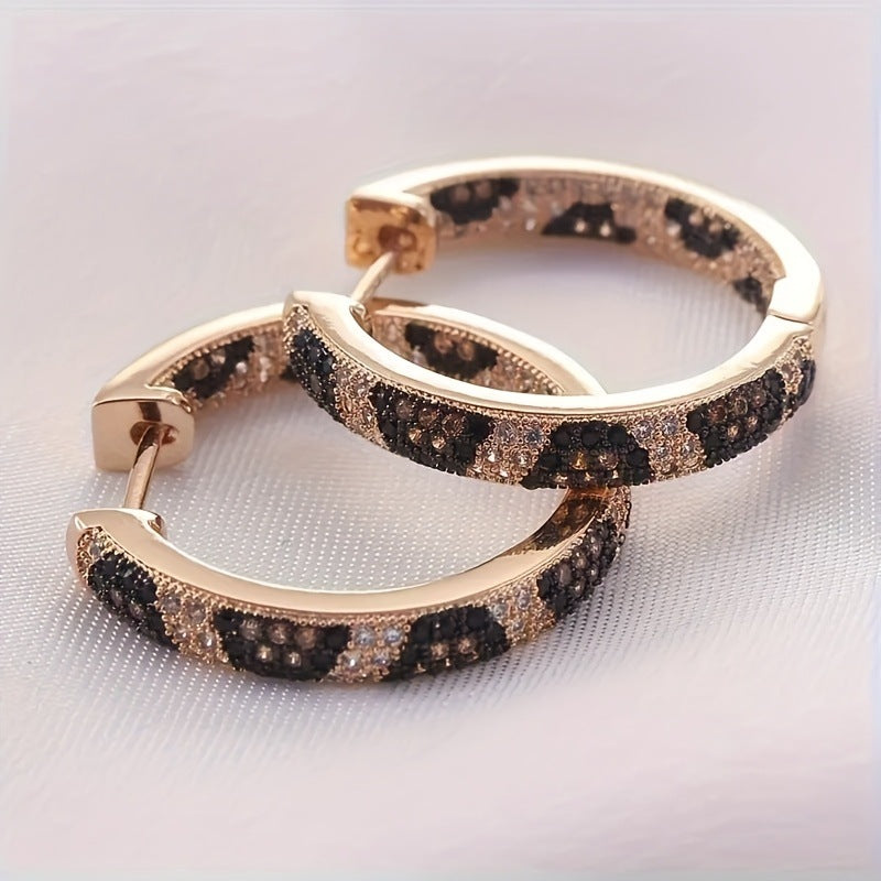 Leopard Print Ear Ring Micro Inlaid Zircon Popular Golden Earrings