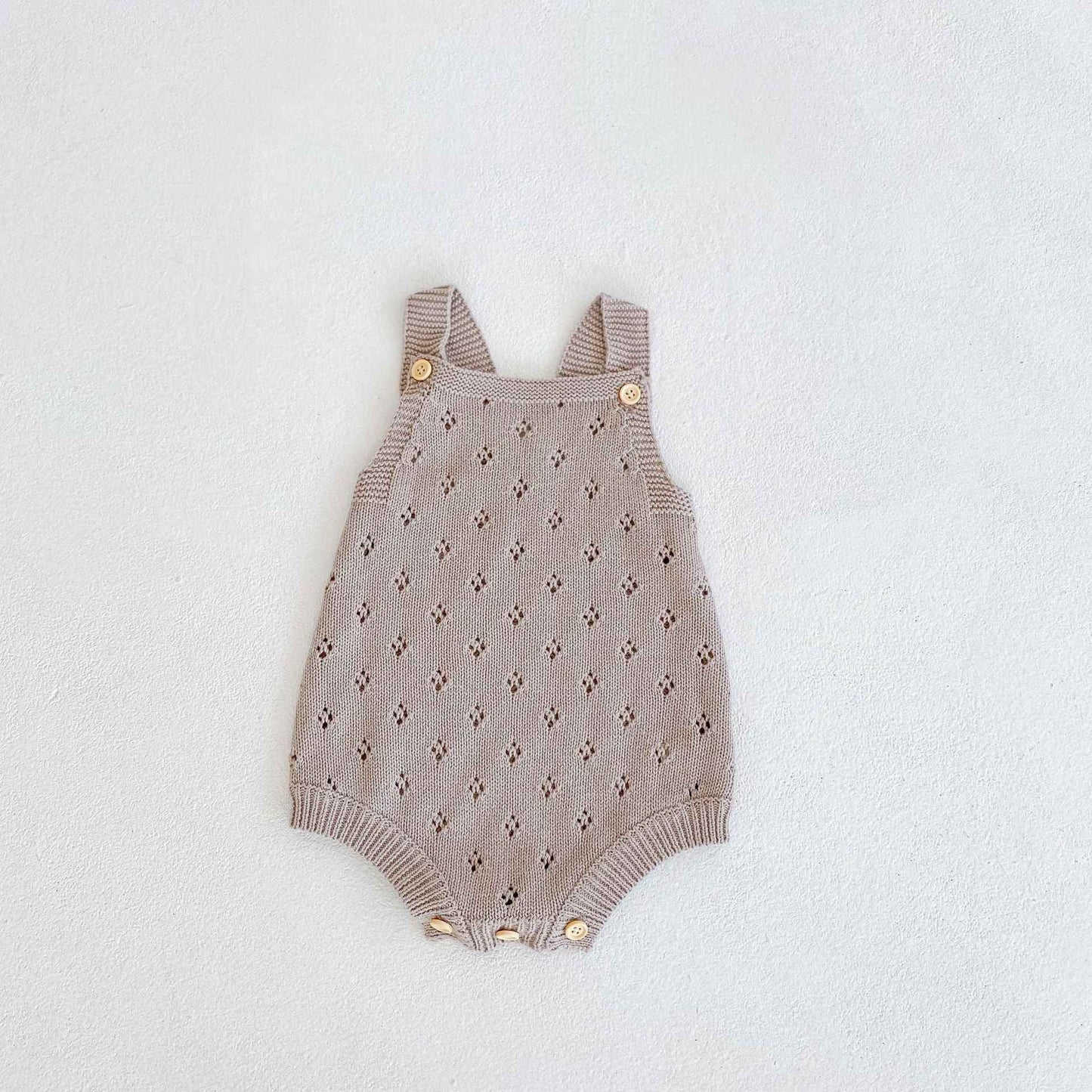 Male And Female Baby Hollow Strap Romper Knitted Wool Jumpsuit