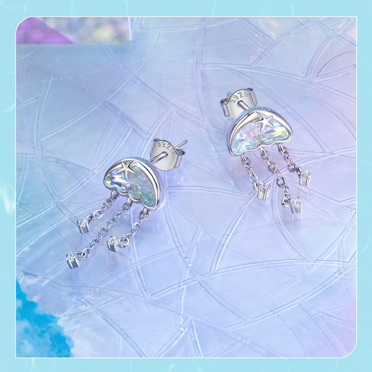 Original Colorful Jellyfish Tassel Stud Earrings