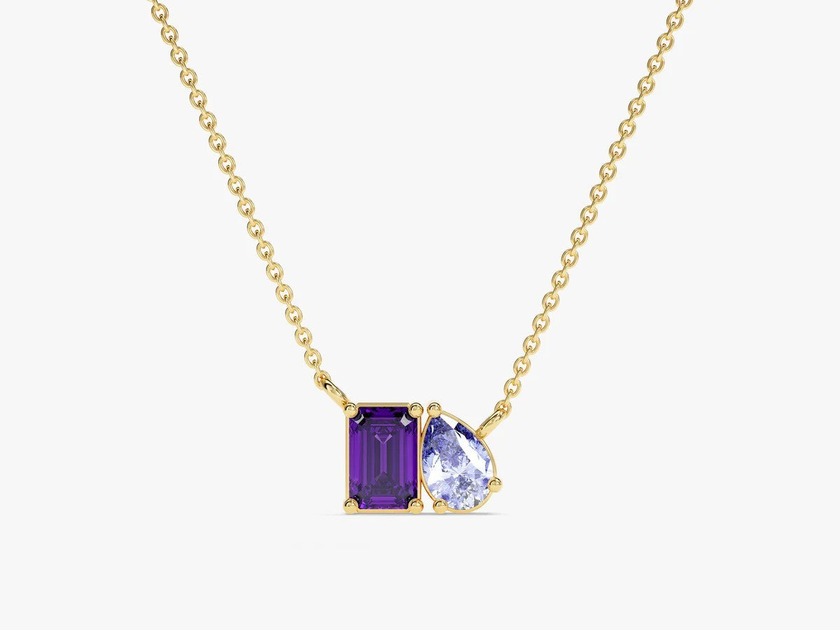 Rectangular Teardrop Zircon Simple Necklace