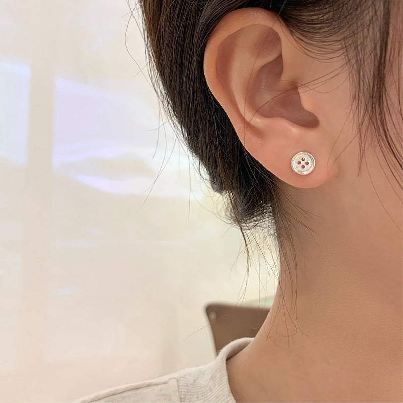 Simple And Compact Internet Celebrity Button Stud Earrings