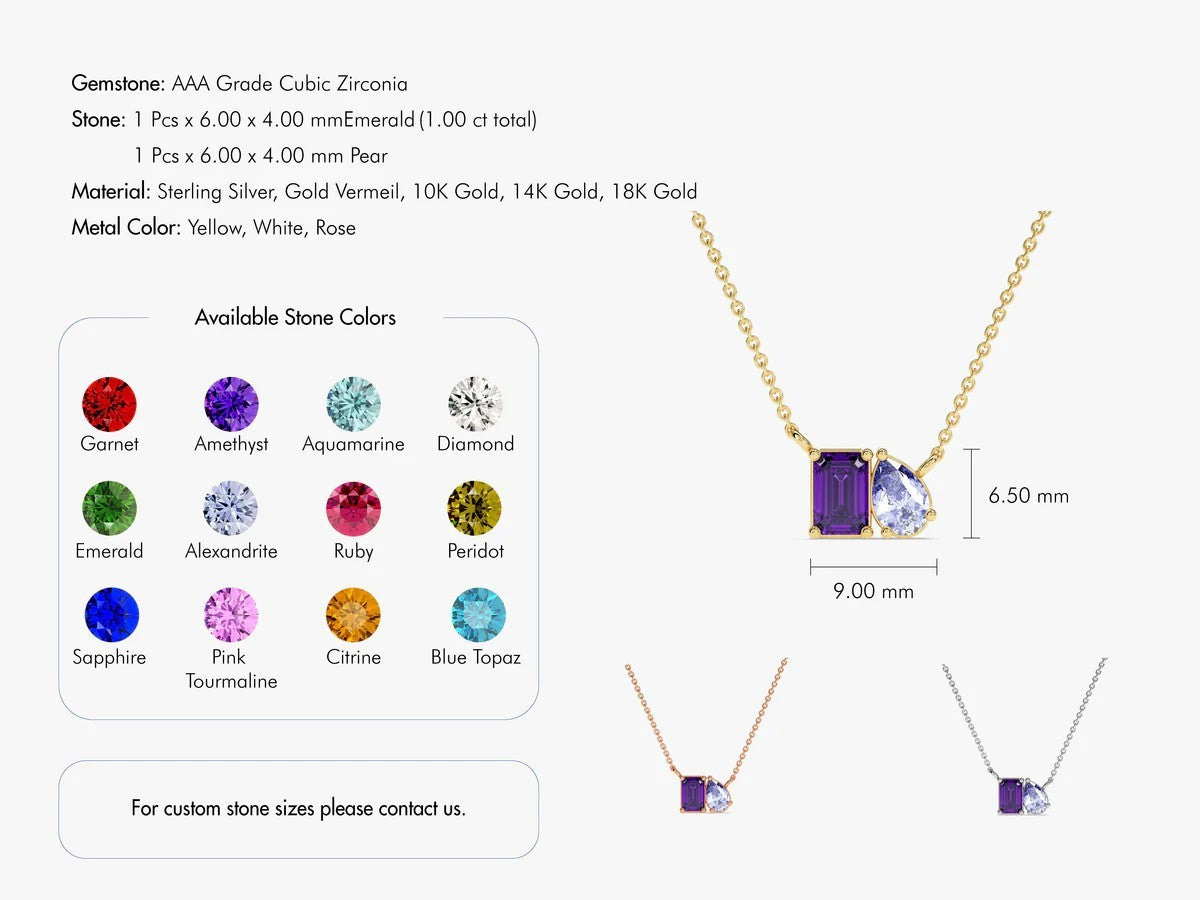 Rectangular Teardrop Zircon Simple Necklace
