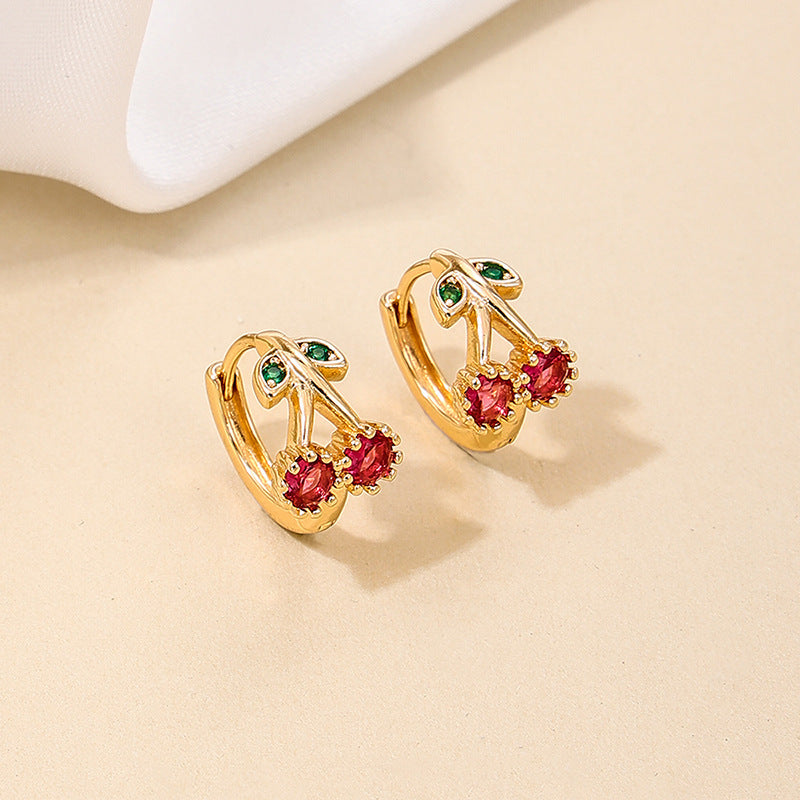 Summer Bowknot Small Cherry Versatile Daily Commute Female Earrings