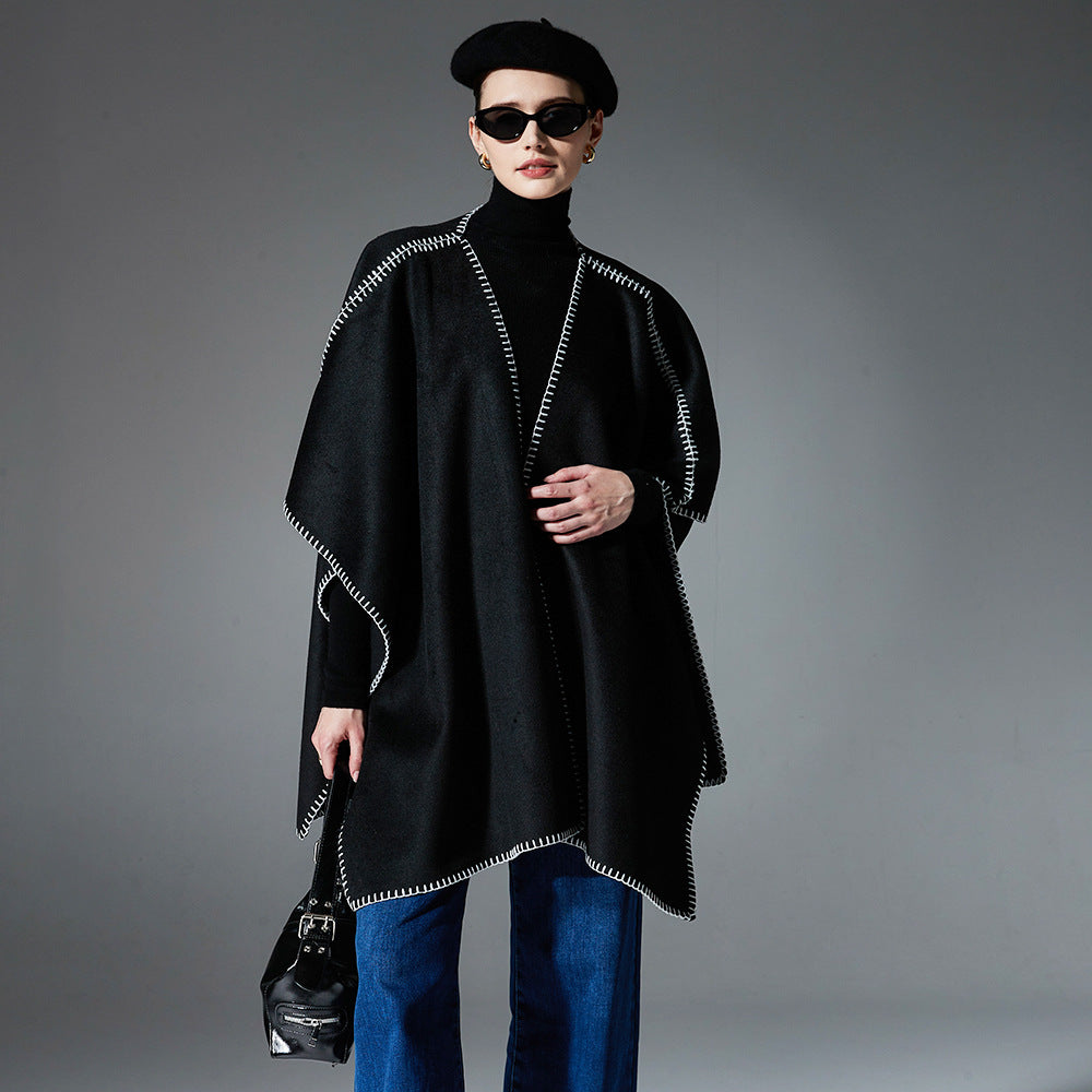 New Double-faced Woolen Goods Lock Edge Solid Color Shawl