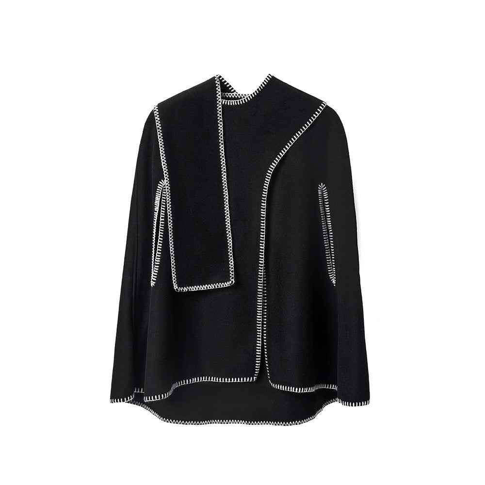 Double-faced Woolen Goods Stitching Cape And Shawl Scarf - MIQ Store