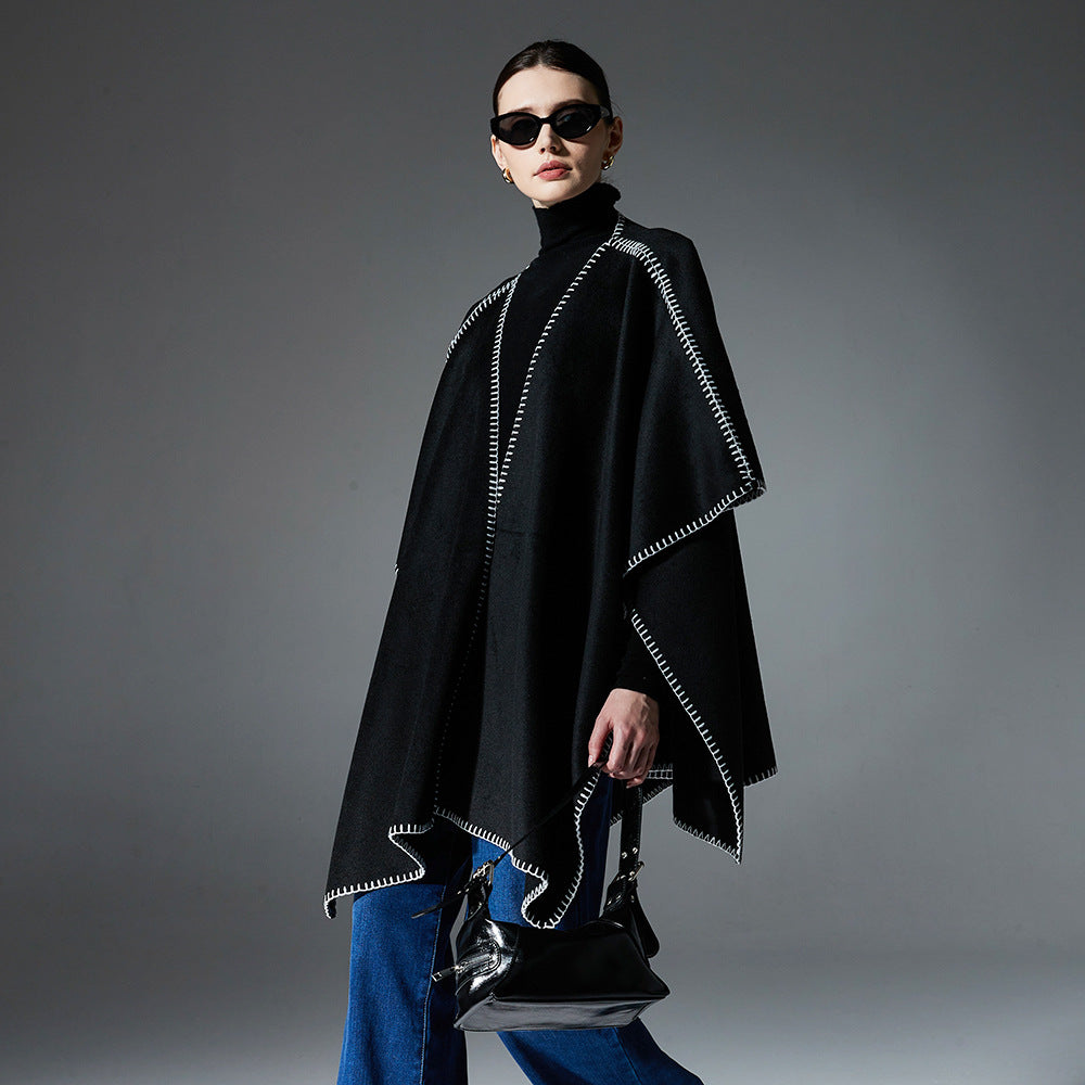 New Double-faced Woolen Goods Lock Edge Solid Color Shawl