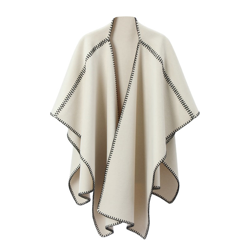 New Double-faced Woolen Goods Lock Edge Solid Color Shawl