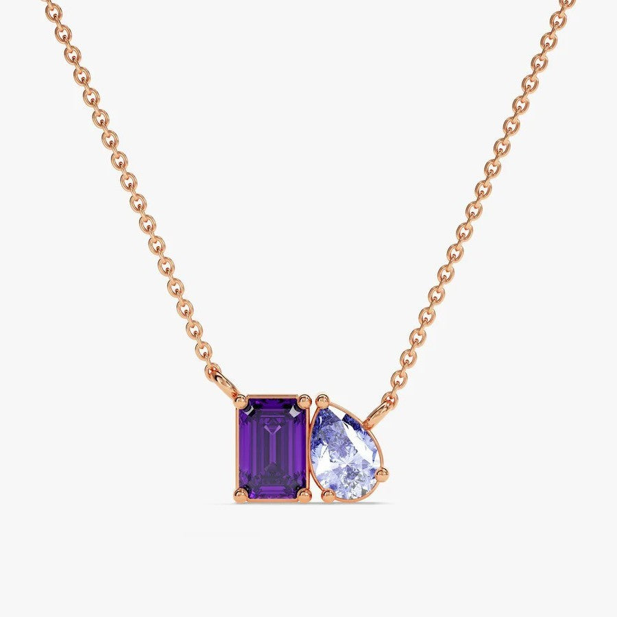 Rectangular Teardrop Zircon Simple Necklace