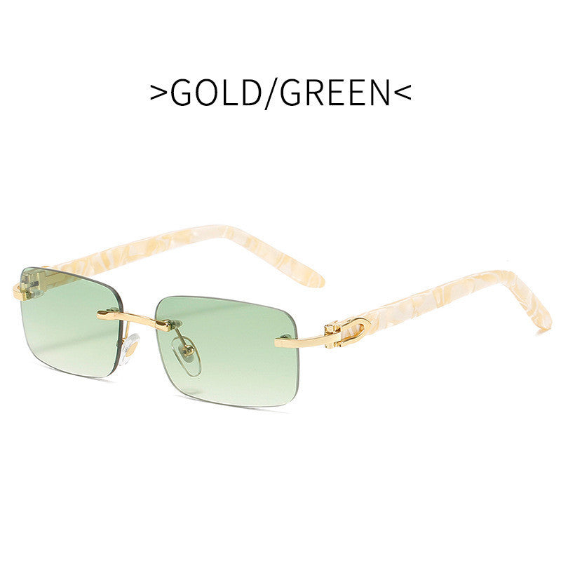 Small Square Frameless Acetate Sunglasses