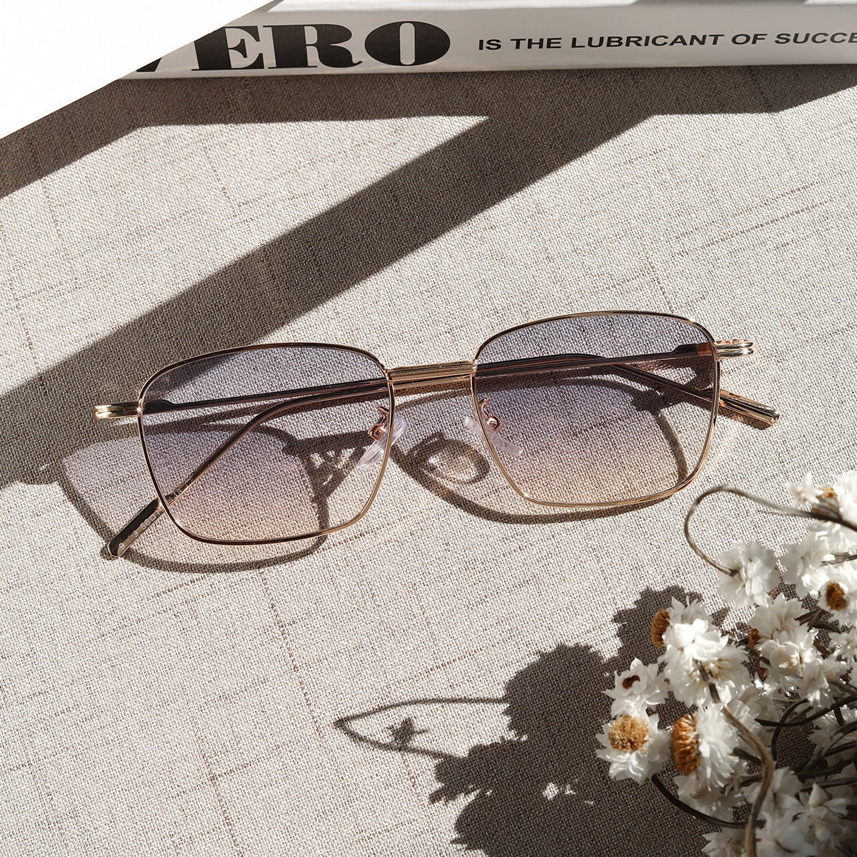 Square Small Frame Color Ocean Film Gradient Sunglasses For Women