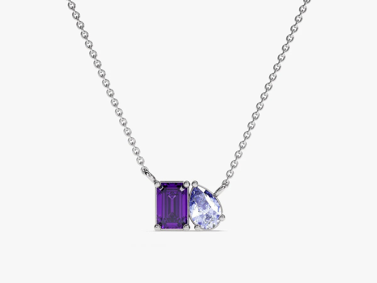 Rectangular Teardrop Zircon Simple Necklace