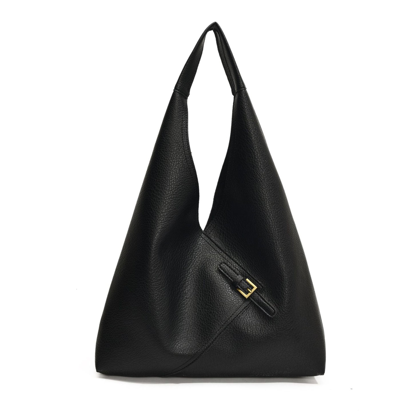Fashionable Solid Color Soft Leather Underarm Bag Simple Large Capacity