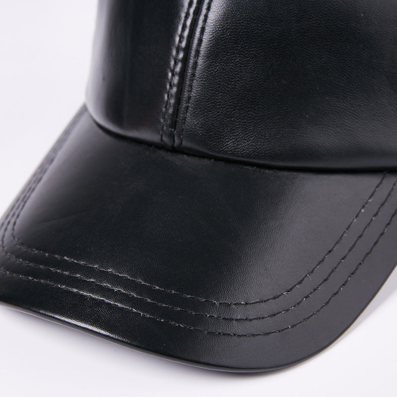 Leather Men Women Middle-aged And Elderly Sheepskin Baseball Caps Thickened Warm Duck Tongue