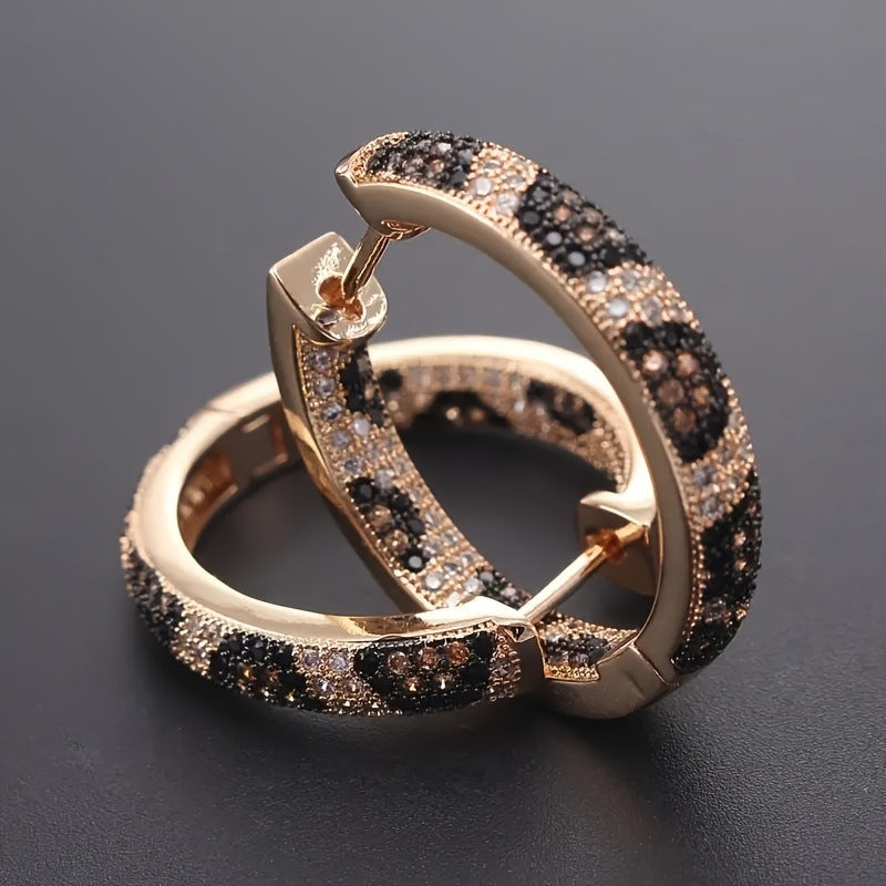 Leopard Print Ear Ring Micro Inlaid Zircon Popular Golden Earrings