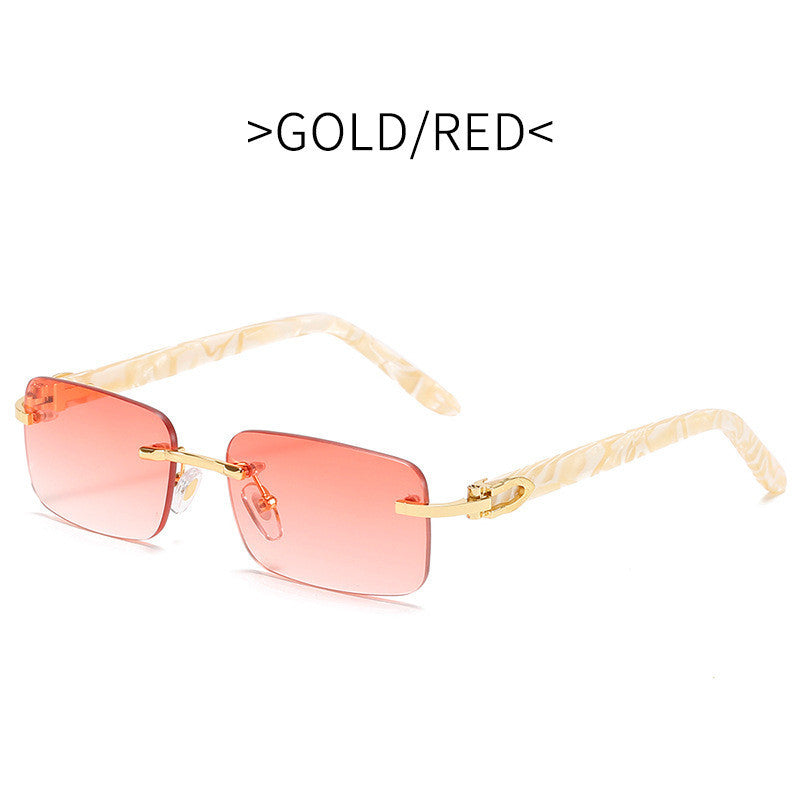 Small Square Frameless Acetate Sunglasses