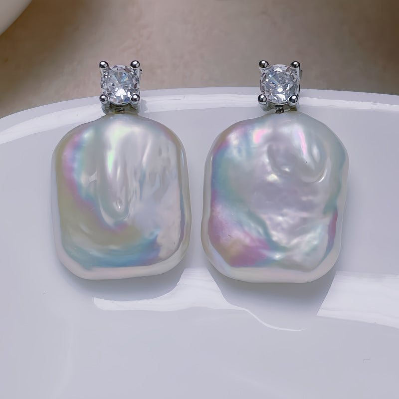 Natural Freshwater Baroque Shaped Pearl Stud Earrings