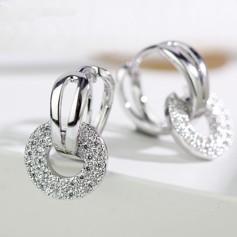 Fashion Zircon Earrings Simple All-match Women