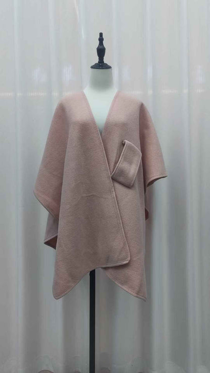 Fur Collar Fur Ball Knitted Cardigan Cape And Shawl