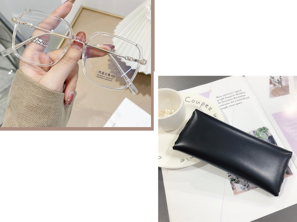 Big frame flat mirror net red frame glasses