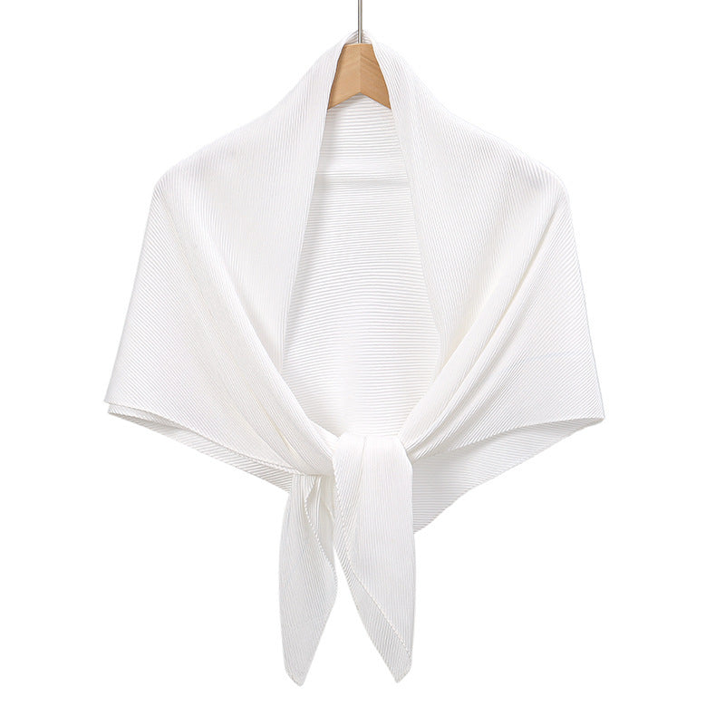 Solid Color Satin Crumpled Large Kerchief Fashion Scarf