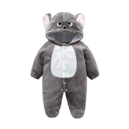 Baby Cow Hooded Crawling Clothes Flannel One Piece Clothes 0 1 Male And Female Baby Outerwear - MIQ Store