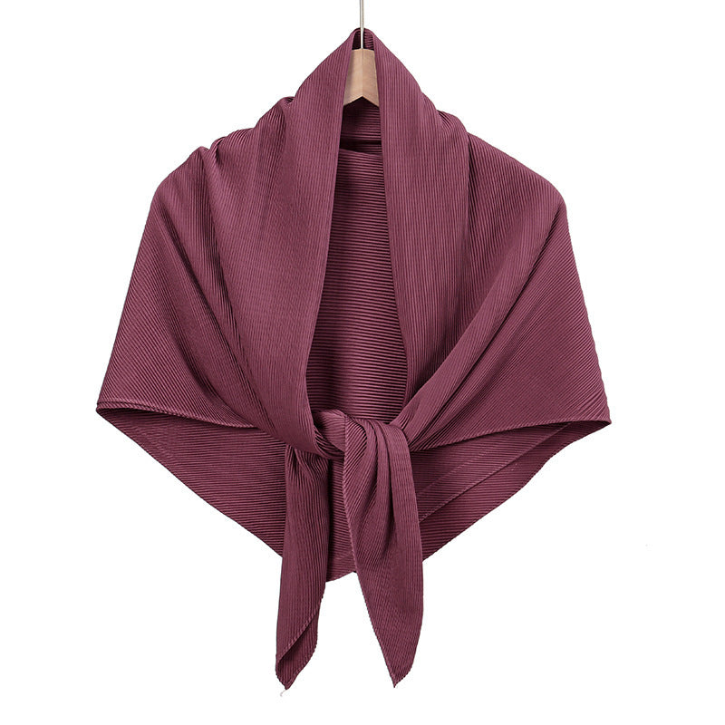 Solid Color Satin Crumpled Large Kerchief Fashion Scarf