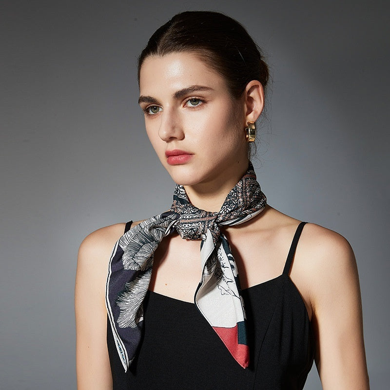 Thin Headcloth Duplex Printing Silk Scarf Square Scarf