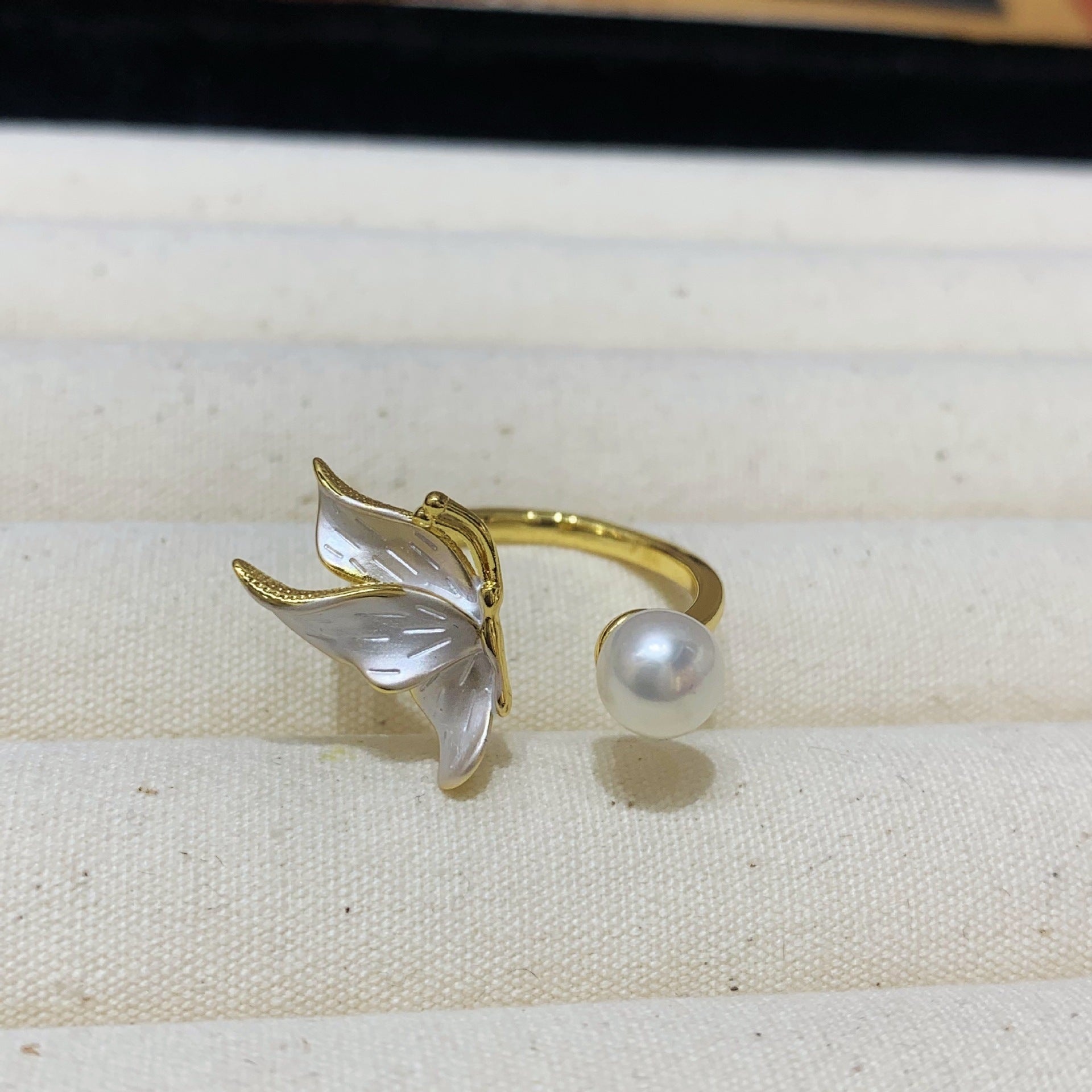 Fashion Freshwater Pearl Ring Colorful Painting Oil Flowers