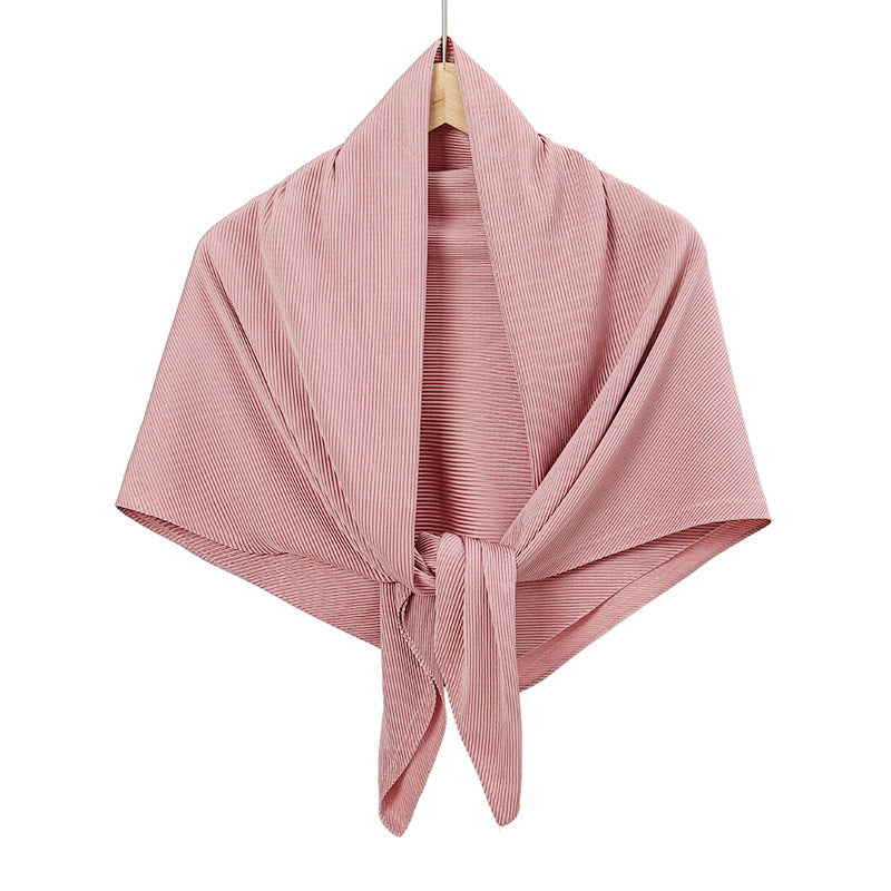 Solid Color Satin Crumpled Large Kerchief Fashion Scarf