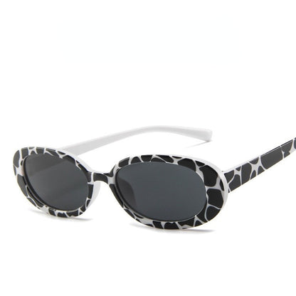 Fashion Oval Frame Cow Color Trend  Small Frame Glasses Ins New Sunglasses