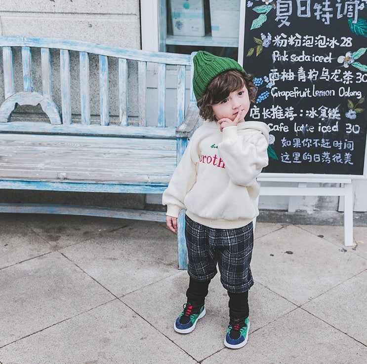 Boys plus velvet sweater 1-3 years old tide 2 thick baby autumn clothes male children's shirt male baby hooded children autumn and winter - MIQ Store