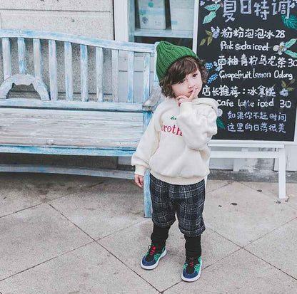 Boys plus velvet sweater 1-3 years old tide 2 thick baby autumn clothes male children's shirt male baby hooded children autumn and winter - MIQ Store