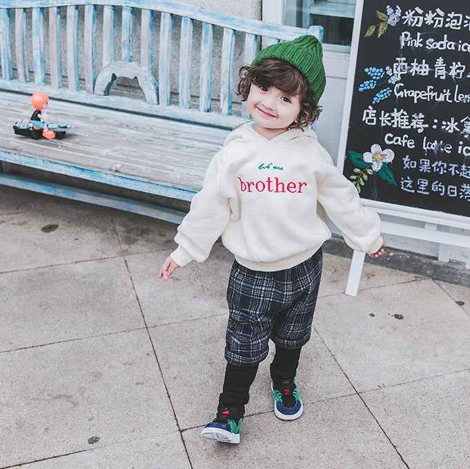 Boys plus velvet sweater 1-3 years old tide 2 thick baby autumn clothes male children's shirt male baby hooded children autumn and winter - MIQ Store