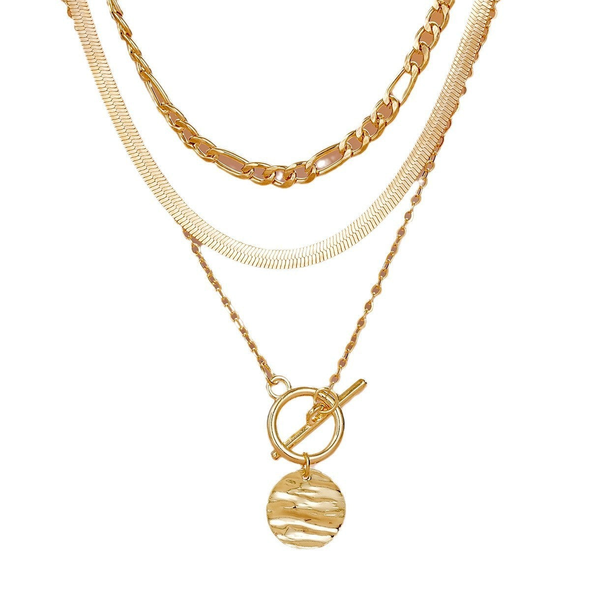 Fashion European And American Style Coin Wafer Pendant Snake Bones Chain