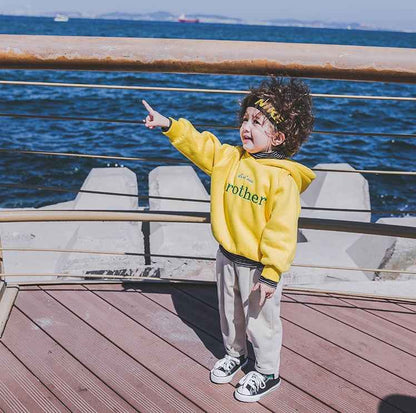 Boys plus velvet sweater 1-3 years old tide 2 thick baby autumn clothes male children's shirt male baby hooded children autumn and winter - MIQ Store