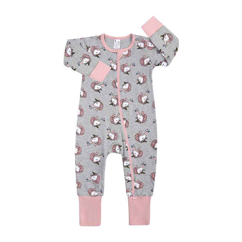 Spring And Autumn Long Sleeve Cotton Baby Jumpsuit Male And Female Baby Home Romper - MIQ Store