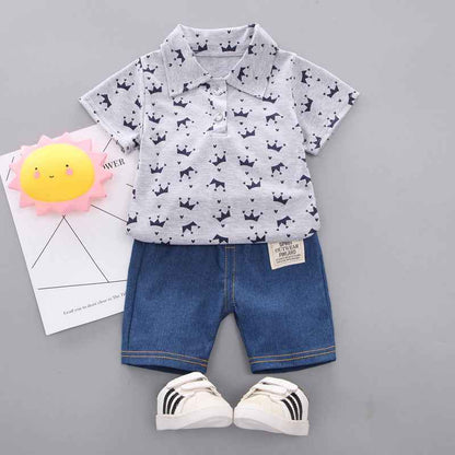 Korean Style Summer Male Crown Short-Sleeved Baby Clothes - MIQ Store