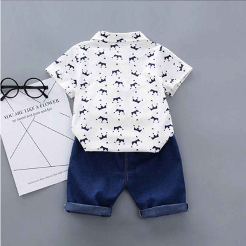 Children's Polo Shirt Suit Summer Male Crown Short-sleeved Baby Clothing - MIQ Store