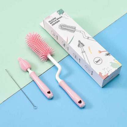Baby Silicone Baby Bottle Brush Straw Scrubbing Baby Bottle Brush Cleaning