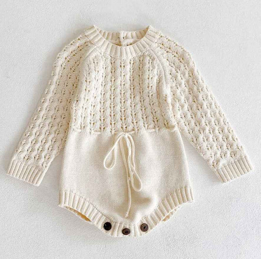 Girl Baby Knitted Hollow Waist Girdle Long Sleeves Harpy Dress Triangle - MIQ Store