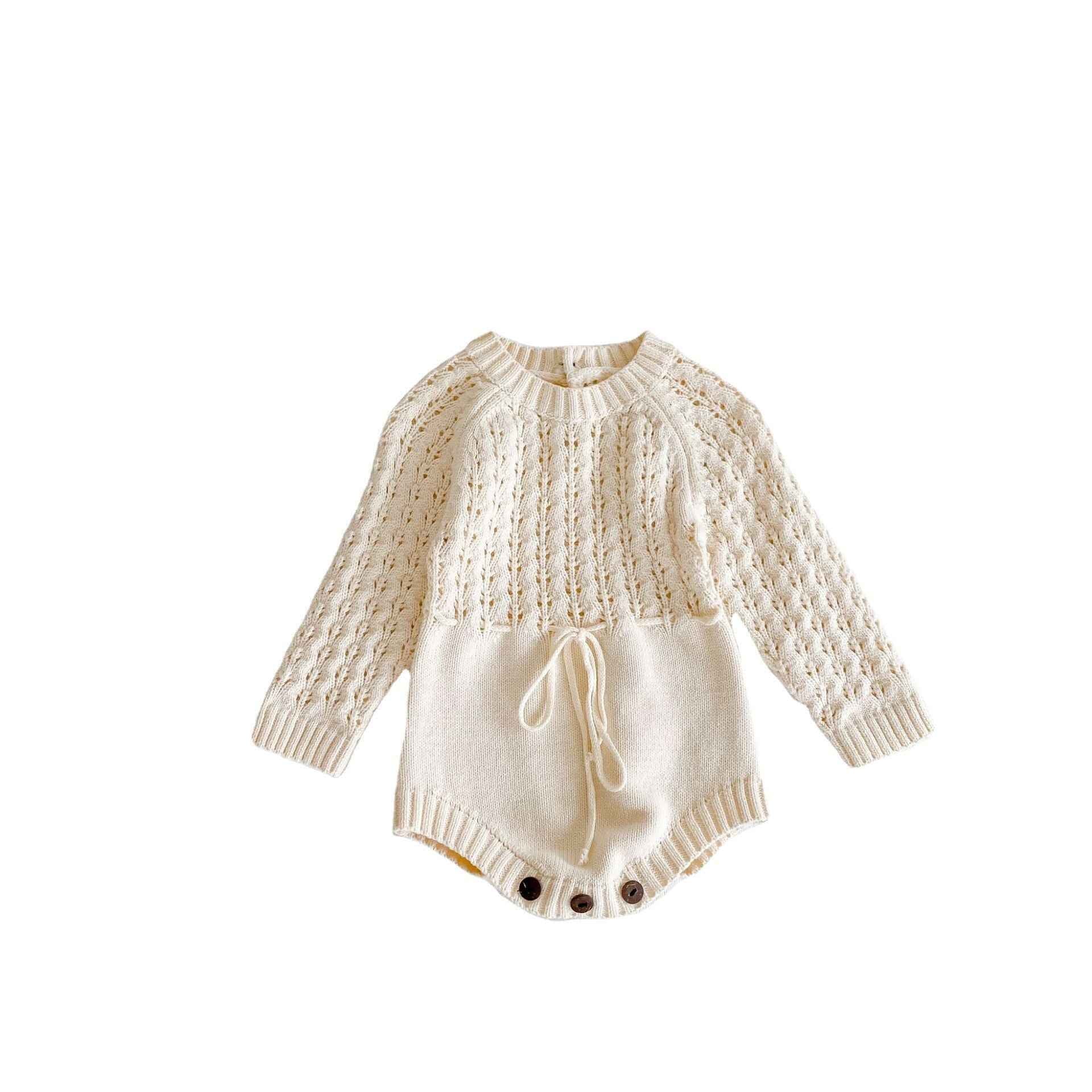 Girl Baby Knitted Hollow Waist Girdle Long Sleeves Harpy Dress Triangle - MIQ Store
