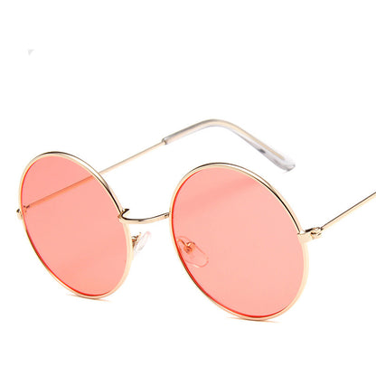 Lunettesx De Soleil Retro Pour Femmes, Effet Miroir, Style Rond Rose, Styliste De Marque, Alliage Pour Femmes,