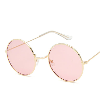 Lunettesx De Soleil Retro Pour Femmes, Effet Miroir, Style Rond Rose, Styliste De Marque, Alliage Pour Femmes,