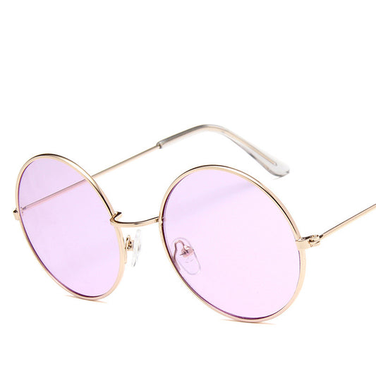 Lunettesx De Soleil Retro Pour Femmes, Effet Miroir, Style Rond Rose, Styliste De Marque, Alliage Pour Femmes,